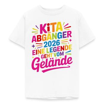 Kita Abgänger 2026 Eine Legende geht vom Gelände - Teenager T-Shirt - Weiß - Vorne - AI Model Teenager Male dark (155cm)