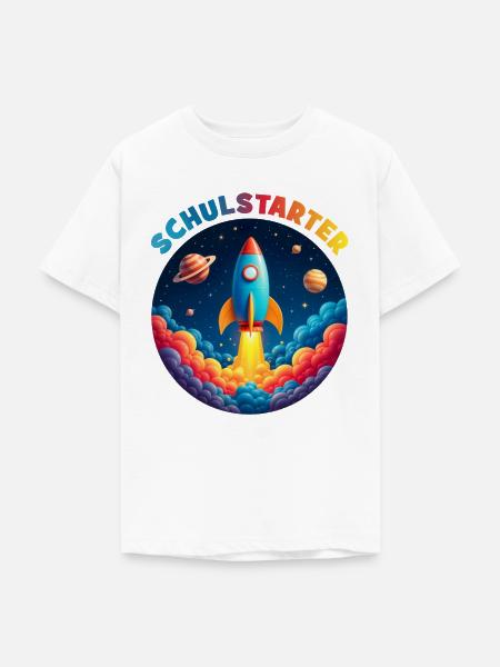 Lustige Bubble Rakete mit Planeten - Schulstarter - Teenager T-Shirt - Weiß