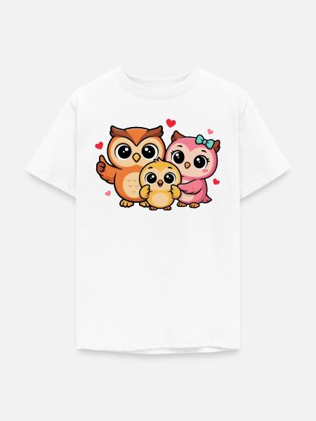 Herzige Eulenfamilie Trio - Teenager T-Shirt - Weiß