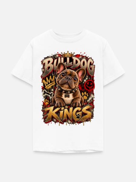 Bulldog Kings Graffiti-Thron - Teenager T-Shirt - Weiß