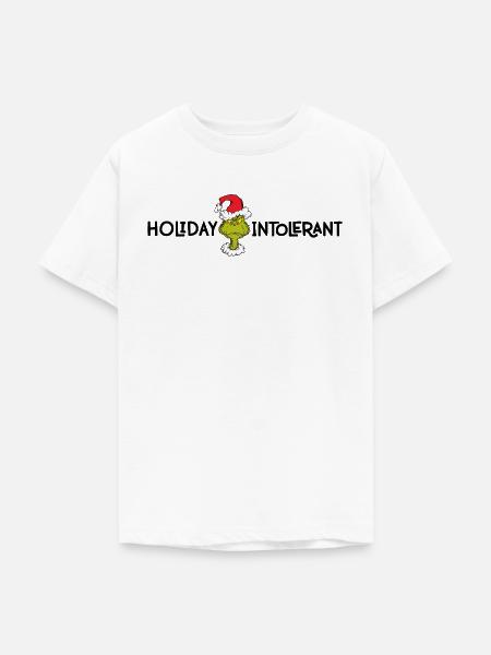 Der Grinch & Spruch Holiday Intolerant - Teenager T-Shirt - Weiß