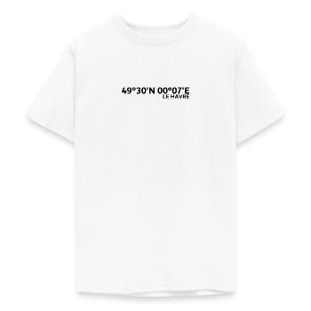 Coordonnées du Havre - T-shirt Ado - blanc - Devant - AI Model Teenager Male dark (155cm)