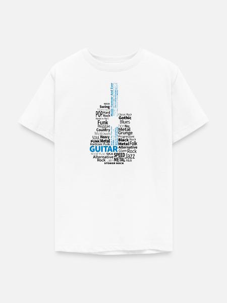 Guitar Black/Blue - auf hell - Teenager T-Shirt - Weiß