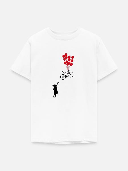 Rennrad Mädchen Luftballon - Teenager T-Shirt - Weiß