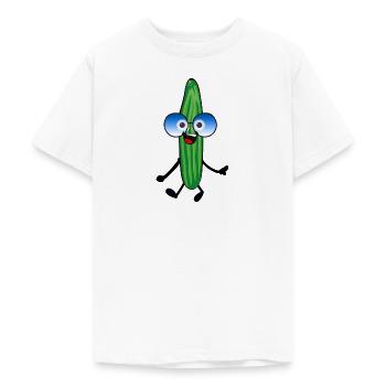 happy gurke,gurke, sonnenbrille,fröhlich, - Teenager T-Shirt - Weiß - Vorne - AI Model Teenager Male dark (155cm)