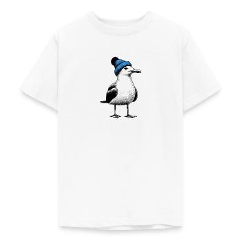 Nordsee Hafen Moin Möwe Mütze Beanie blau - Teenager T-Shirt - Weiß - Vorne - AI Model Teenager Male dark (155cm)
