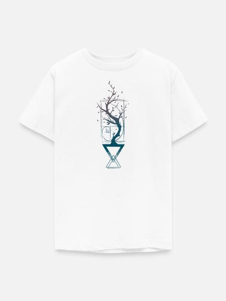 Geometrischer Baum - Teenager T-Shirt - Weiß