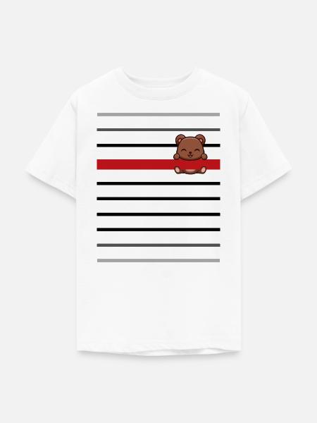 Schwarz gestreifter Bärenstreifen - Teenager T-Shirt - Weiß