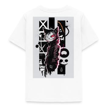 Cat Graffiti Design by ART8NS Art ON Streetwear - Teenager T-Shirt - Weiß - Hinten - AI Model Teenager Male dark (155cm)