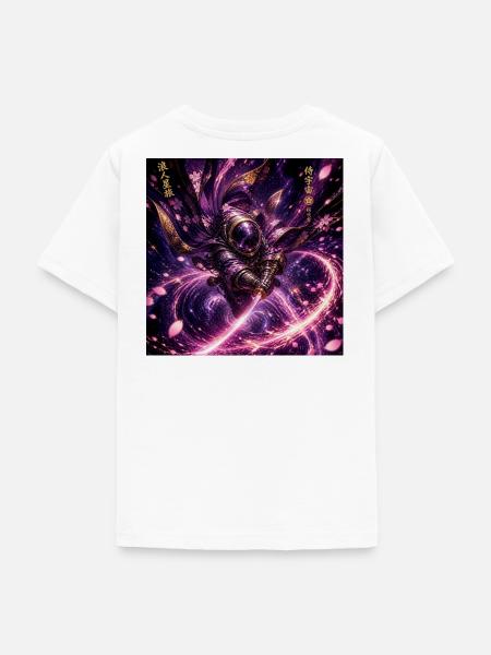 Kosmischer Samurai im Sternenwirbel - Teenager T-Shirt - Weiß