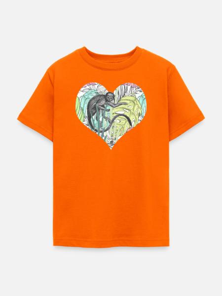 Affe im Tropenherz - Teenager T-Shirt - Orange