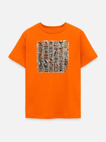 Ägyptische Hieroglyphen Steinrelief - Teenager T-Shirt - Orange
