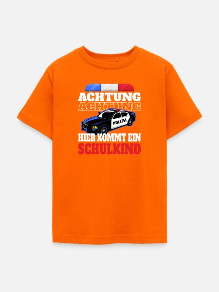 Polizeiauto Warnung Schulkind - Teenager T-Shirt - Orange