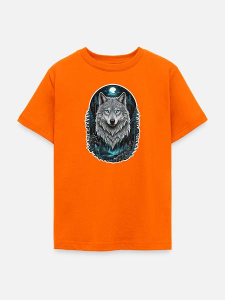 Wolf in Wald und Nebel - Teenager T-Shirt - Orange
