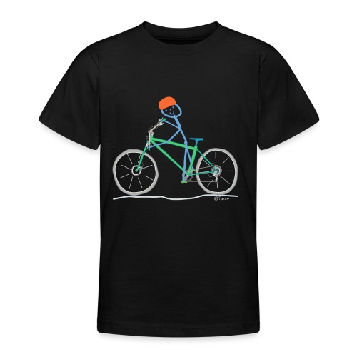 Fahrrad Strichmännchen Grün Umwelt treten - Teenager T-Shirt