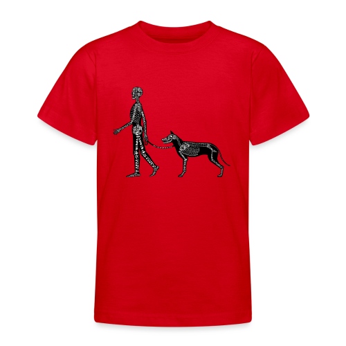 Squelette humain et chien - T-shirt Ado
