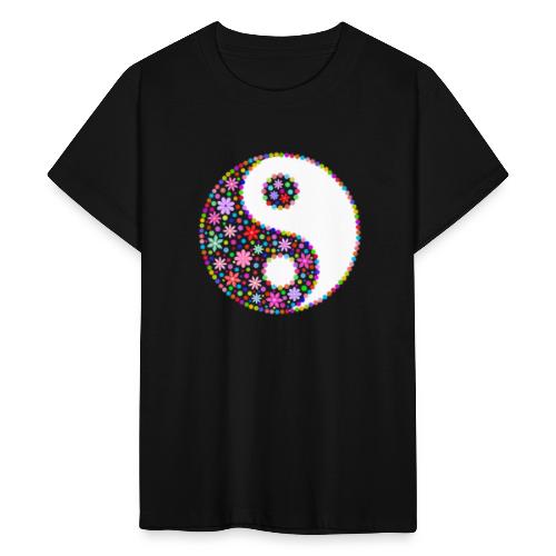Yin und Yang weiss mit Blumen - Teenager T-Shirt