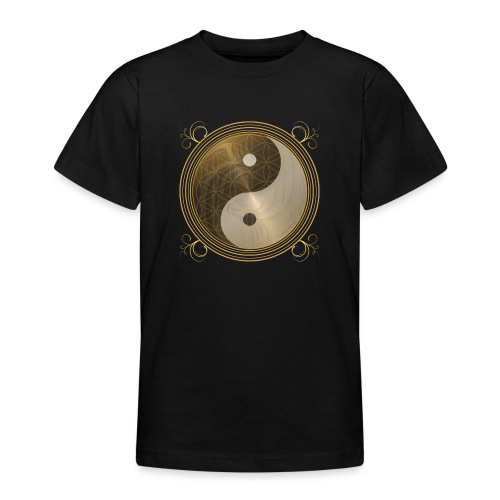 golden Dragon Yin Yang flower of live sun energy - Teenager T-Shirt