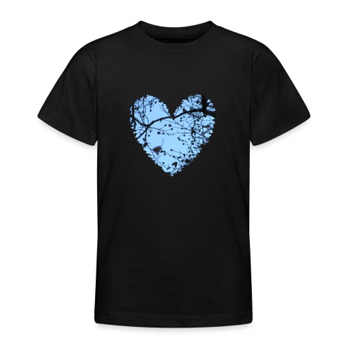 hart met boom takken en blauwe lucht, love t-shirt - Teenager T-shirt