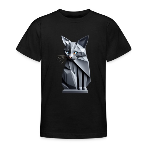 Chat gris origami, futuriste de face - T-shirt Ado
