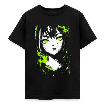 Grunge Anime Girl - Neon-look voor donkere esthetiek - Teenager T-shirt - zwart - Voor - AI Model Teenager Male light (155cm)