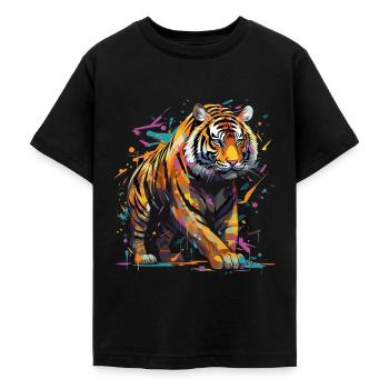 Wütender Tiger. Wut im Graffiti-Stil. - Teenager T-Shirt - Schwarz - Vorne - AI Model Teenager Male light (155cm)