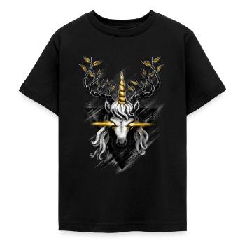 Deer Unicorn - Teenage T-Shirt - black - Front - AI Model Teenager Male light (155cm)