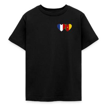 France Drapeau Cameroun Cœur - T-shirt Ado - noir - Devant - AI Model Teenager Male light (155cm)