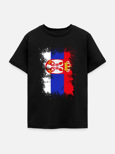 Serbien Flagge Farbfleck - Teenager T-Shirt - Schwarz