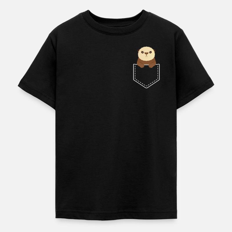 Cute Grumpy Otter In Pocket - T-shirt Ado - noir