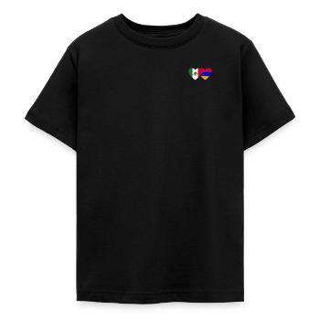 Mexico Armenia Flag Heart - Teenage T-Shirt - black - Front - AI Model Teenager Male light (155cm)