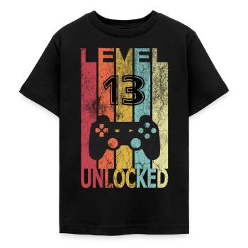 LEVEL 13 UNLOCKED - Teenager T-Shirt - Schwarz - Vorne - AI Model Teenager Male light (155cm)