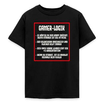 GAMER-LOGIK - Teenager T-Shirt - Schwarz - Vorne - AI Model Teenager Male light (155cm)