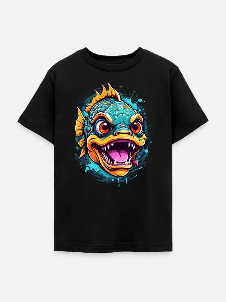 Cool & Gefährlich: Piranha Fisch - Teenager T-Shirt - Schwarz