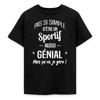 Sportif - T-shirt Ado - noir - Devant - AI Model Teenager Male light (155cm)