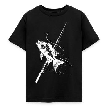 Angeln Skizze - Teenager T-Shirt - Schwarz - Vorne - AI Model Teenager Male light (155cm)