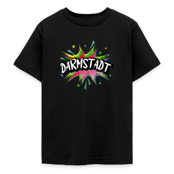 Darmstadt Germany City Pop Art Comic Art - Teenage T-Shirt - black - Front - AI Model Teenager Male light (155cm)