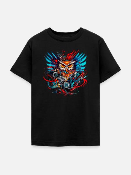 Motor-Eule - Teenager T-Shirt - Schwarz
