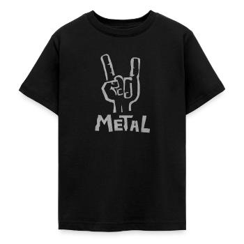 metaal - Teenager T-shirt - zwart - Voor - AI Model Teenager Male light (155cm)