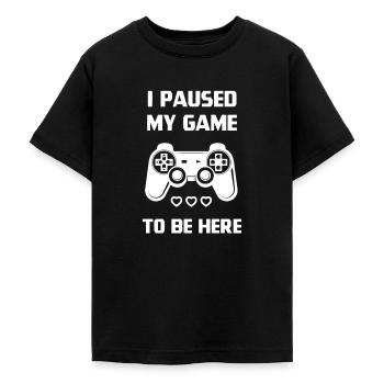 I Paused My Game - Gamer-design - Teenager-T-shirt - sort - Foran - AI Model Teenager Male light (155cm)