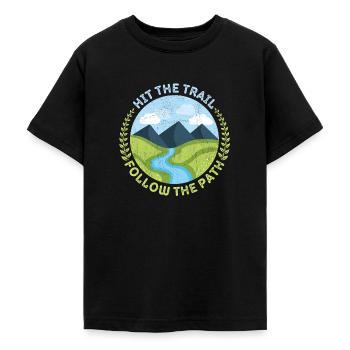 Randonnée, randonnée en montagne, trekking, conception de trekking - T-shirt Ado - noir - Devant - AI Model Teenager Male light (155cm)