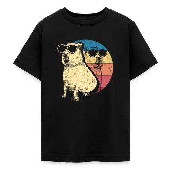 Retro Capybara Mit Sonnenbrille Vintage Capibara - Teenager T-Shirt - Schwarz - Vorne - AI Model Teenager Male light (155cm)
