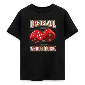 Luck-in-Game, Luck-in-Love, Dice - Teenage T-Shirt - black - Front - AI Model Teenager Male light (155cm)