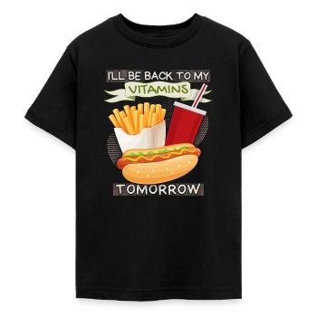 Junk-Food, Fast Food, Hotdog lustiger Spruch - Teenager T-Shirt - Schwarz - Vorne - AI Model Teenager Male light (155cm)