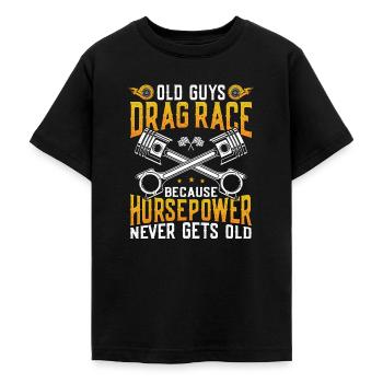 Drag Racing Race Car Old Guys Drag - Teenager T-Shirt - Schwarz - Vorne - AI Model Teenager Male light (155cm)