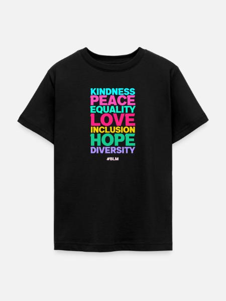 Frieden Liebe Inklusion Gleichheit - Teenager T-Shirt - Schwarz