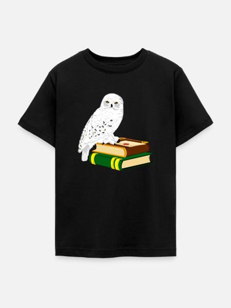 Schneeeule Bücher Zauberei - Teenager T-Shirt - Schwarz