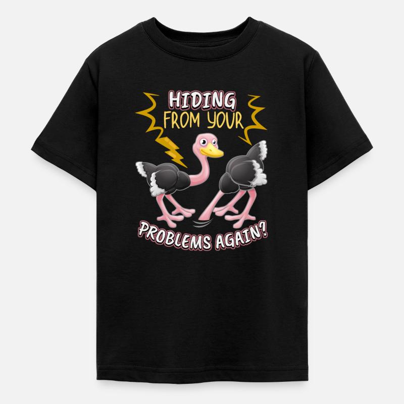 Funny Bouquet Bird-Strauss Comic Problem Solution - T-shirt Ado - noir