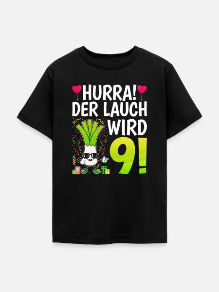 Hurra der Lauch wird 9 - Teenager T-Shirt - Schwarz
