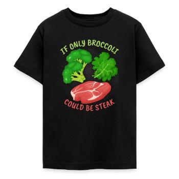 Brokkoli, Steak, lustiger Spruch für Fleischesser - Teenager T-Shirt - Schwarz - Vorne - AI Model Teenager Male light (155cm)